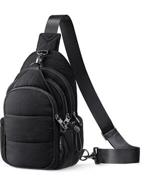 〽️Women's Black Puffer Sling Travel Multi Pocket Anti Theft RFID Crossbody Bags